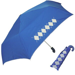 【携帯便利なレディース傘】婦人ミニ折傘雨傘【アーガイルステッチ55cm6本骨】