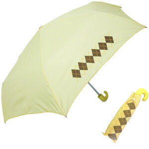 【携帯便利なレディース傘】婦人ミニ折傘雨傘【アーガイルステッチ55cm6本骨】
