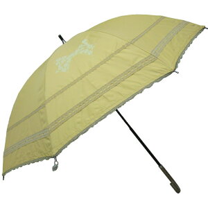 日傘【UVカット率99%以上】婦人長傘晴雨兼用【2駒リボンプリント/スライド式50cm8本骨黒コーティング】通勤通学ギフト贈り物にも【楽ギフ_包装選択】