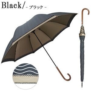 rainbowcharm晴雨兼用手開き傘レディースウェーブボーダーサクラ骨UVカット遮熱遮光8本骨3色58cm