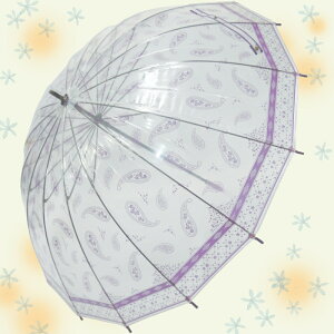 【丈夫な16本骨傘】婦人長傘雨傘【ビニールペイズリープリント傘/手開き55cm16本骨】【NEWショップ】20131204店長激オシ送料無料♪