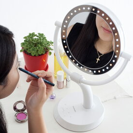 【正規品】LED ダイヤモンドミラー メイクアップ ミラー LED makeup Mirror (万雄 バンユウ Ban-Yu) 魔法の鏡 片面は7倍の拡大鏡+LEDライトで気になる部分を念入りにチェック!ダイヤモンドミラー
