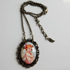 ラ・シャレット・ルティン「エンジェル・エヴァ」オリジナル・カボションネックレス兼用ブローチ約40g・メール便発送