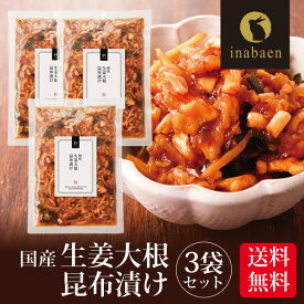 漬物 国産 生姜大根昆布漬け 150g 3袋セット メール便送料無料 漬け物 国産 お漬物 ご飯のおとも ごはんのおとも ご飯のお供 お礼 贈答 内祝い つけもの 弁当 おくりもの 贈物 プチギフト お土産 みやげ 茶匠庵 惣菜 お惣菜 時短 おかず 一人暮らし 食品 ポイント消化