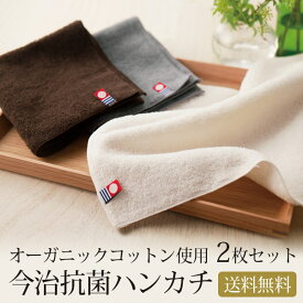cacico 今治ハンカチ 2枚セット メール便送料無料 綿100% 24cm×24cm オーガニックコットン 銀イオン抗菌加工 高級 高品質 メンズ レディース 実用的 ポケットサイズ ハンカチタオル