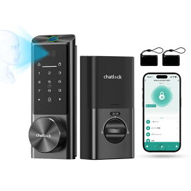 Chatlockスマートロック 電子錠 玄関用 顔認証・指紋・暗証番号・カード・アプリ対応 DIY 簡単取付 民泊・オフィス・家庭用 高耐久金属ボディ
