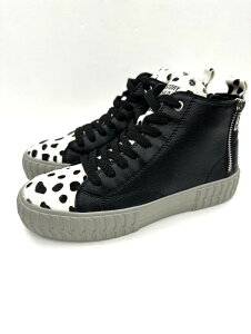 お洒落でカッコいい レザースニーカー 3005 お得 安い ハイカット ダルメシアン ハラコ シルバーファスナー 日本製 本革 スタイリッシュ モード ホワイト 白 ブラック 滑りづらい お洒落 履き