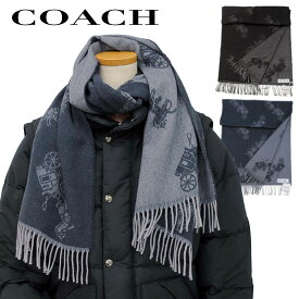 COACH コーチ定番カシミヤ混 馬車柄マフラーイタリア製,コーチマフラー #76387 男女兼用, 送料無料