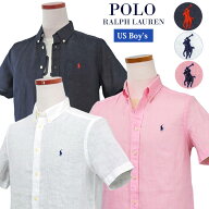 POLO by Ralph Laurenラルフローレン Boy's麻リネン100％ 半袖ボタンダウンシャツ【2026-Spring/NewColor…