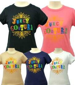 【Juicy Couture、ジュシ-クチュ-ル】ラインスト-ン & ロゴ半袖 Tシャツ