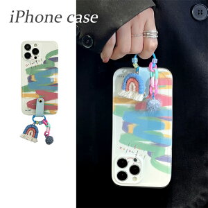 \即日発送/【ショルダーストラップ付】カラフル おしゃれ iPhoneケース 14 Pro Plus max 13 12 11 SE スマホケース 韓国 シルバー なみなみ ウェーブ 大人 個性的 派手 原宿 子ども レインボー 虹