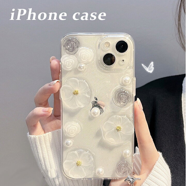 楽天市場】＼送料無料／iPhone フラワークリアケース 立体 クリア 