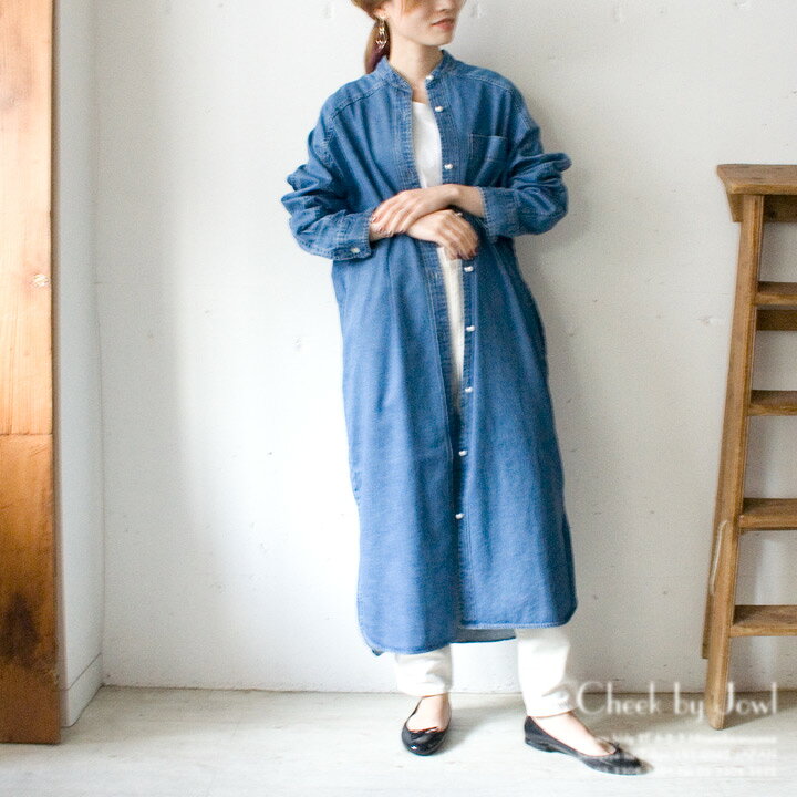 楽天市場 Blanc Basque ブランバスク パールボタンデニムシャツワンピース ブルー Cheek By Jowl