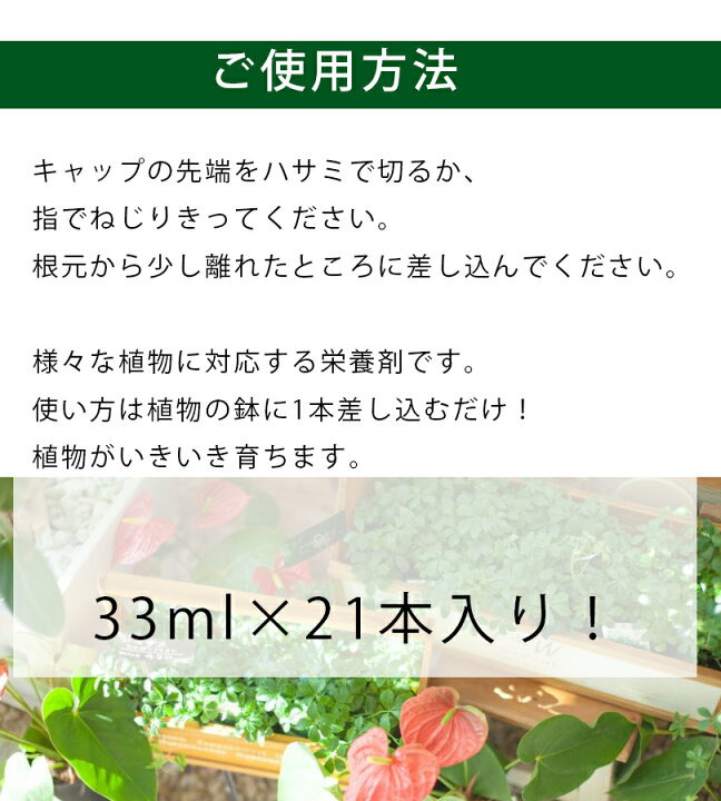 楽天市場 送料無料 肥料 活力剤 あかぎ園芸 植物活力液 アンプル 33ml 21本セット 全植物用 切り花 観葉植物 ガーデニング 家庭菜園 成長調整剤 液肥 栄養剤 仏花 ライフスタイル 生活雑貨のmofu