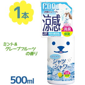 【クーポン利用で￥500オフ！】 衣類用スプレー ひんやりシャツシャワーR 本体 500ml 冷感 涼感 消臭剤 洋服 ベッドシーツ まくら 寝具 ミント＆グレープフルーツの香り ときわ商会 夏 【～2024年4月27日(土)09:59まで】