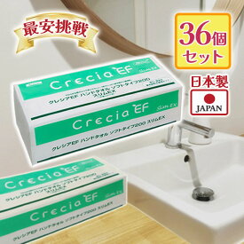 【マラソン限定クーポンで500円OFF!】ペーパータオル クレシアEF ハンドタオル スリムEX ソフトタイプ200 200組(400枚)×36個セット 業務用 日本製 紙タオル 2枚重ね まとめ買い 小判 手拭き