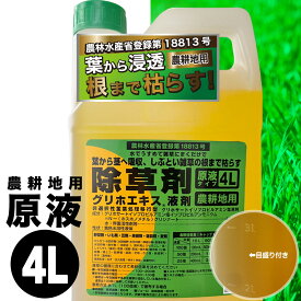 グリホエキス 除草剤 原液 液体タイプ 41％ 4L 農耕地用 畑に使える 農業 大容量 雑草除去 スギナ 草刈り不要 非農耕地 業務用 家庭用