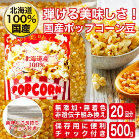 【スーパーSALEで使える!500円OFFクーポン配布中!】北海道産 ポップコーン用 豆 国産 500g 遺伝子組み換えなし 無添加 とうもろこし 食物繊維 業務用 縁日 お菓子つくり 手作り