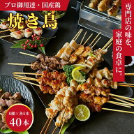 焼き鳥セット 40本 (5本×8種 専用塩 タレ付き) 専門店の味 本格 食べ比べ 冷凍 おつまみ 国産 鶏肉 やき…