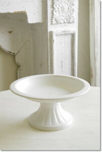 【送料無料】アンティーク風 雑貨 ブリキトレイ ホワイト Φ15.5×高さ7.5cm