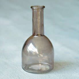 花瓶 おしゃれ アンティーク 一輪挿し グラスボトル ブラウンベース ガラス花瓶 フラワーベース アンティーク風 雑貨 Φ8cm×高さ16cm