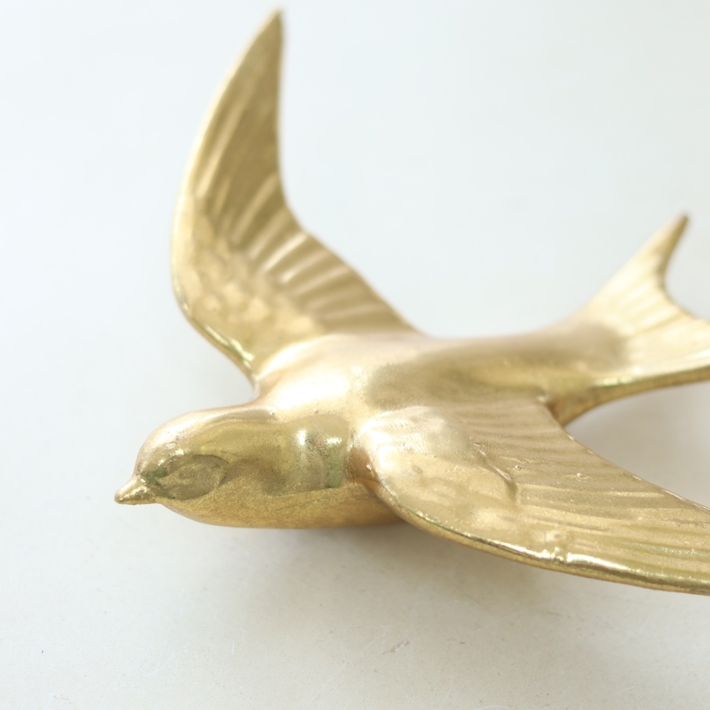 鳥 オブジェ ウォールデコレーション バード L アンティーク風 ゴールド 14×18cm 奥行/0511 | アンティーク雑貨 CHEERFUL