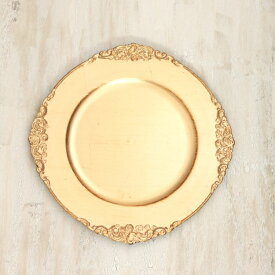 トレイ シャビーシック ゴールド プラスチック 皿 トレイ アクセサリートレイ 小物入れ アンティーク 雑貨シャビートレイ/直径31.5cm