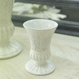 花瓶 おしゃれ 陶器 白 アンティーク風 フラワーベース アンティーク調 花器 カントリーベース ストーンウェア ホワイト 高さ11cm
