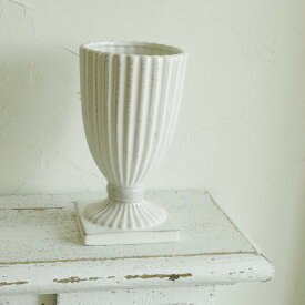 アンティーク風 雑貨 陶器 花瓶 ファミニンベース アンティークホワイト Φ9×高さ17cm