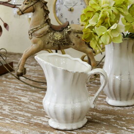 花瓶 おしゃれ 陶器 白 アンティーク風 雑貨 陶器 花瓶 ファミニン プリンセスベース S ホワイト 巾13×奥行9×高さ12cm