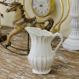 花瓶 おしゃれ 陶器 白 アンティーク風 雑貨 陶器 花瓶 ファミニン プリンセスベース L ホワイト 13×9×高さ16cm