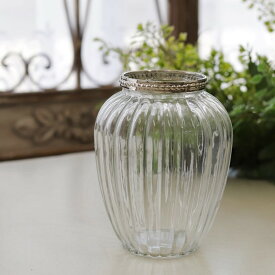 花瓶 おしゃれ 一輪挿し アンティーク風 雑貨 コベントガーデン リムリングトールベース ガラス花瓶 Φ11.5×高さ13.5cm