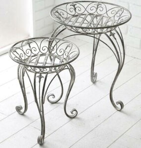 【送料無料】アンティーク ガーデン雑貨 花台 フラワースタンド【コベントガーデン ラスティ・フラワースタンド2点セット】