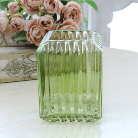 花瓶 おしゃれ 一輪挿し アンティーク風 雑貨 コベントガーデン ライムレクトベース ガラス花瓶 巾11×奥行11×高さ15cm
