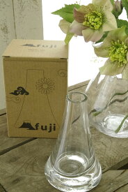 花瓶 おしゃれ 一輪挿し アンティーク風 雑貨 fuji グラス クリア ガラス花瓶 Φ7.5×高さ11cm