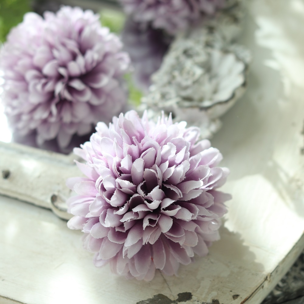 造花 パーツ 可愛い 花材 大量 パーツ アーティフィシャルフラワーマム/フラワーヘット3個セット(パープル) : アンティーク雑貨  CHEERFUL