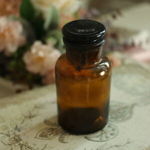 DIDIER メディシンボトル 125ml アンバー 広口 アンティーク 試薬瓶 グラスボトル ディプレイ 花瓶 Φ5.5cm×高さ11cm