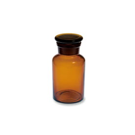 DIDIER メディシンボトル（蓋にml刻印有り） 250ml アンバー 広口 アンティーク 試薬瓶 グラスボトル ディプレイ 花瓶 Φ6.5cm×高さ13.5cm