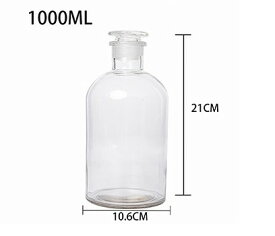 DIDIER メディシンボトル（蓋にml刻印有り） 1000ml クリア 小口 アンティーク 試薬瓶 グラスボトル ディプレイ 花瓶 Φ10cm×高さ20.5cm