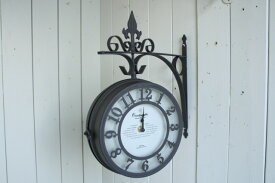 掛け時計 おしゃれ アンティーク風 雑貨 両面時計 Both Side Clock ブラウン アンティーク壁掛け時計 巾30×奥行8.5×高さ35cm