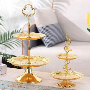 ケーキスタンド デザートスタンド ヨーロピアン ゴールド 2段 シェル型 プレート アフタヌーンティー フルーツ スイーツ お菓子 ライトラグジュアリー レトロ ディスプレイ リビング インテ