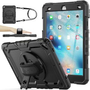 SEYMAC stock iPad Air3/iPad Pro 10.5�C���` �P�[�X �ϏՌ� �ی�t�B�����t�� �y�����[ 360°��]�X�^���h �n���h�X�g���b�v �V�����_�[�X�g���b�v �S�ʕی�J�o�[�i�u���b�N�j