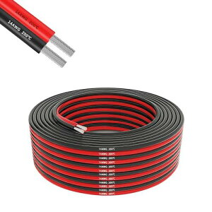 HaerknCbl 14AWG/2Sq 電線ケーブル パラレルシリコンワイヤー 平行線2×3M(黒3M+赤3M)フックアップワイヤーキット フレキシブル 柔らかいリード線 600V 耐熱200℃ シリコンケーブル 車、バデリー