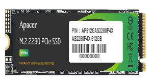 Apacer AyCT[ SSD 512GB M.2 PCIe Gen3 x 4 NVMe őǍx 2100MB/s ő发x 1500MB/s AP512GAS2280P4X-1