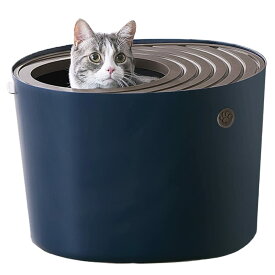 アイリスオーヤマ 猫 トイレ 上から猫トイレ 砂が飛び散りにくい＆臭いの広がりも抑える プチ ネイビー