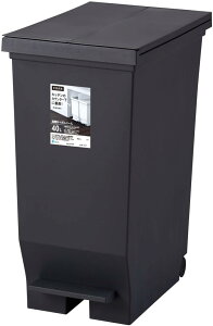 アスベル フタ付きゴミ箱 両開きペダル カウンター下収納可 40L 黒 衛生的 A6304