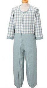 丸昌 制菌前開き介護用つなぎねまき L グリーン