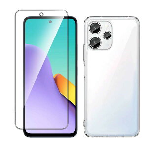 Nutmeg�y1+1�z�Ή� Redmi 12 5G XIG03 ��p�K���X�t�B���� + Redmi 12 5G ��p�P�[�X �N���A TPU�f�� �S���� �����h�~ �_�炩����G�� �����h�~ �ϏՌ� ���b�h�~12 XIG03 �ی�t�B���� �d�x9H �C�A�[�� ��