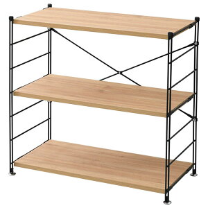 �R�P(YAMAZEN) ���b�N �I�[�v���V�F���t ��85.5×���s41.5×����85cm 3�i �A���\ �ȒP�������� �ω׏d��25kg(�I��1��������) �g���i �I�[�N�T���h�u���b�N MWS-80843(OAK/SBK)