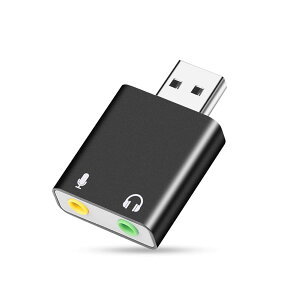 YFFSFDC USB �I�[�f�B�I�ϊ��A�_�v�^�[ �O�t�� �T�E���h�J�[�h USB 3.5mm �~�j �W���b�N �w�b�h�z���E�}�C�N�[�q PS4/MacBook/Mac Mini/iMac/Windows PC�ȂǑΉ� �h���C�o�[�s�v �u���b�N